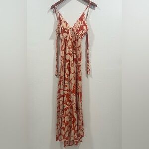 Angie Red and Cream Floral Maxi Dress